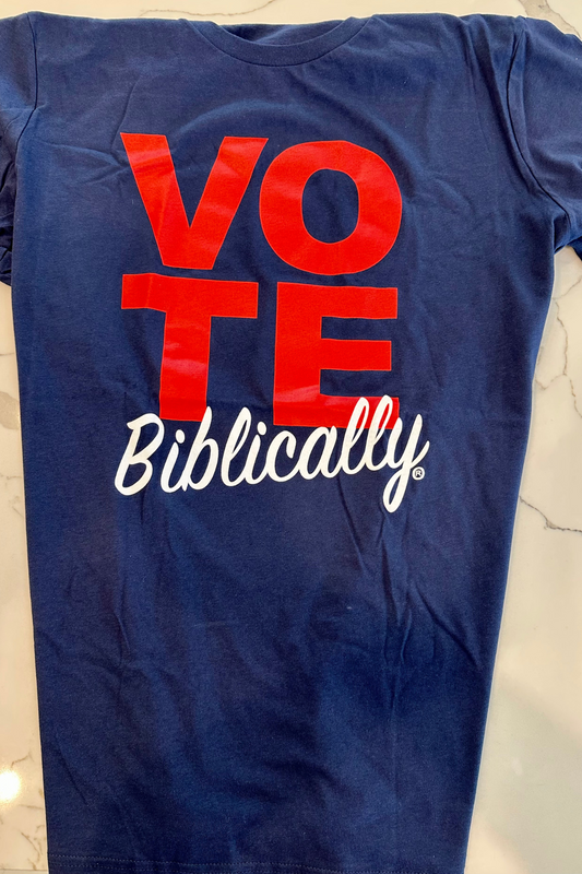 Vote Biblically Tee-shirt Blue